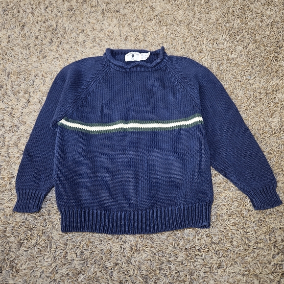 Kitestrings Other - Kitestrings Blue Boys Sweater Pullover Size 7 Stripe Ramie Cotton Blend Vintage